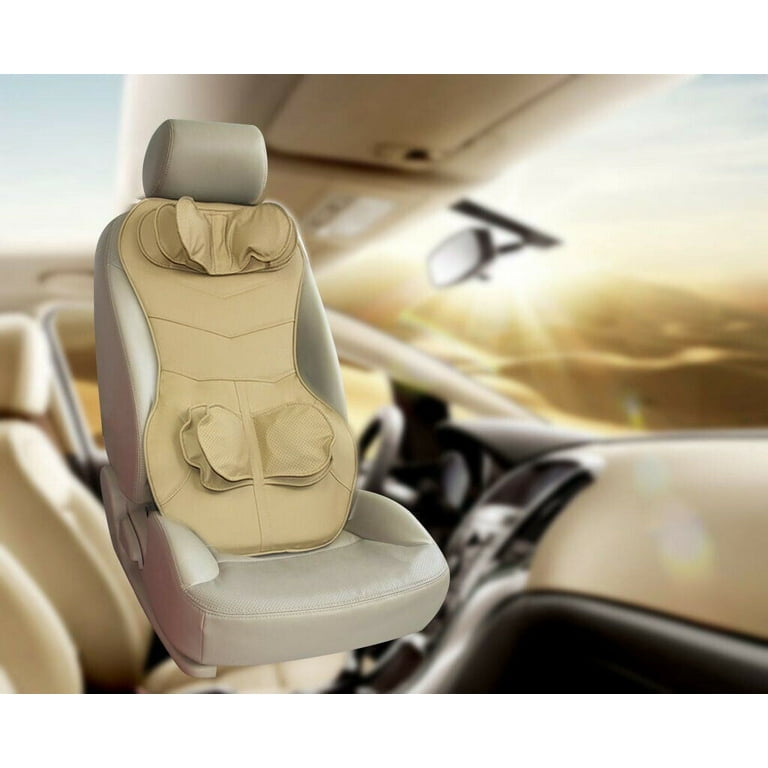 Epulse Car Seat Back and Neck Massager Cushion Dual Vibration Air Pressure  with 3 Massage Modes (Beige) Universal Fit 12V DC for Cars, Trucks, Travel,  Long Drives 