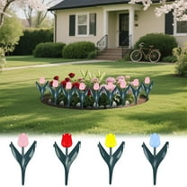 Kdkad Lifelike Tulip Fence Panels Set - UV Resistant Plastic Garden Border Decor, Heavy Duty Flower Fence for Year-Round Yard & Landscape Beautification​​