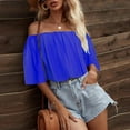 thumbnail image 5 of Frostluinai Off Shoulder Tops for Women Strapless 3/4 Sleeve T Shirts Solid Color Lounge Shirts Flowy Summer Blouses Lightweight Tees, 5 of 9