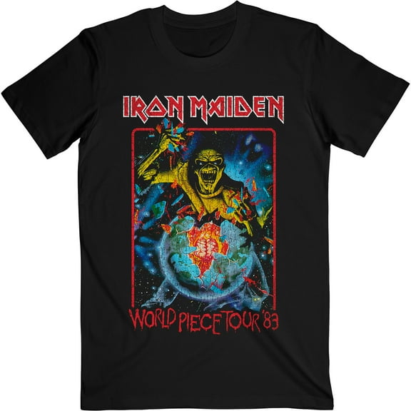 Men's Iron Maiden World Piece Tour '84 V.1. Slim Fit T-shirt Small Black