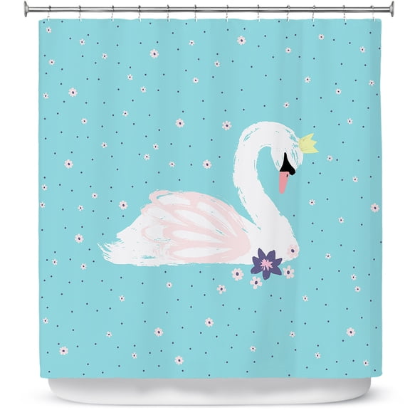 Shower Curtains 70" x 84" from DiaNoche Designs by Metka Hiti - Swan 1 Teal