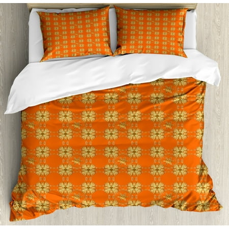 Yellow Damask King Size Duvet Cover Set Eastern Style Abstract