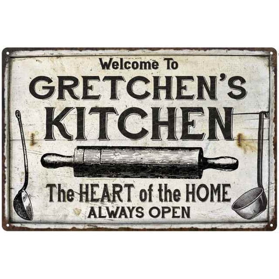 GRETCHEN'S Kitchen Farmhouse Sign 8 x 12 Matte Finish Metal 108120033447