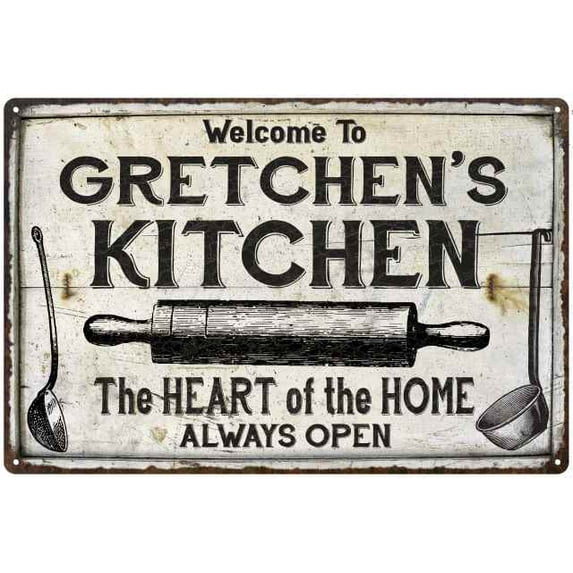 GRETCHEN'S Kitchen Farmhouse Sign 8 x 12 Matte Finish Metal 108120033447