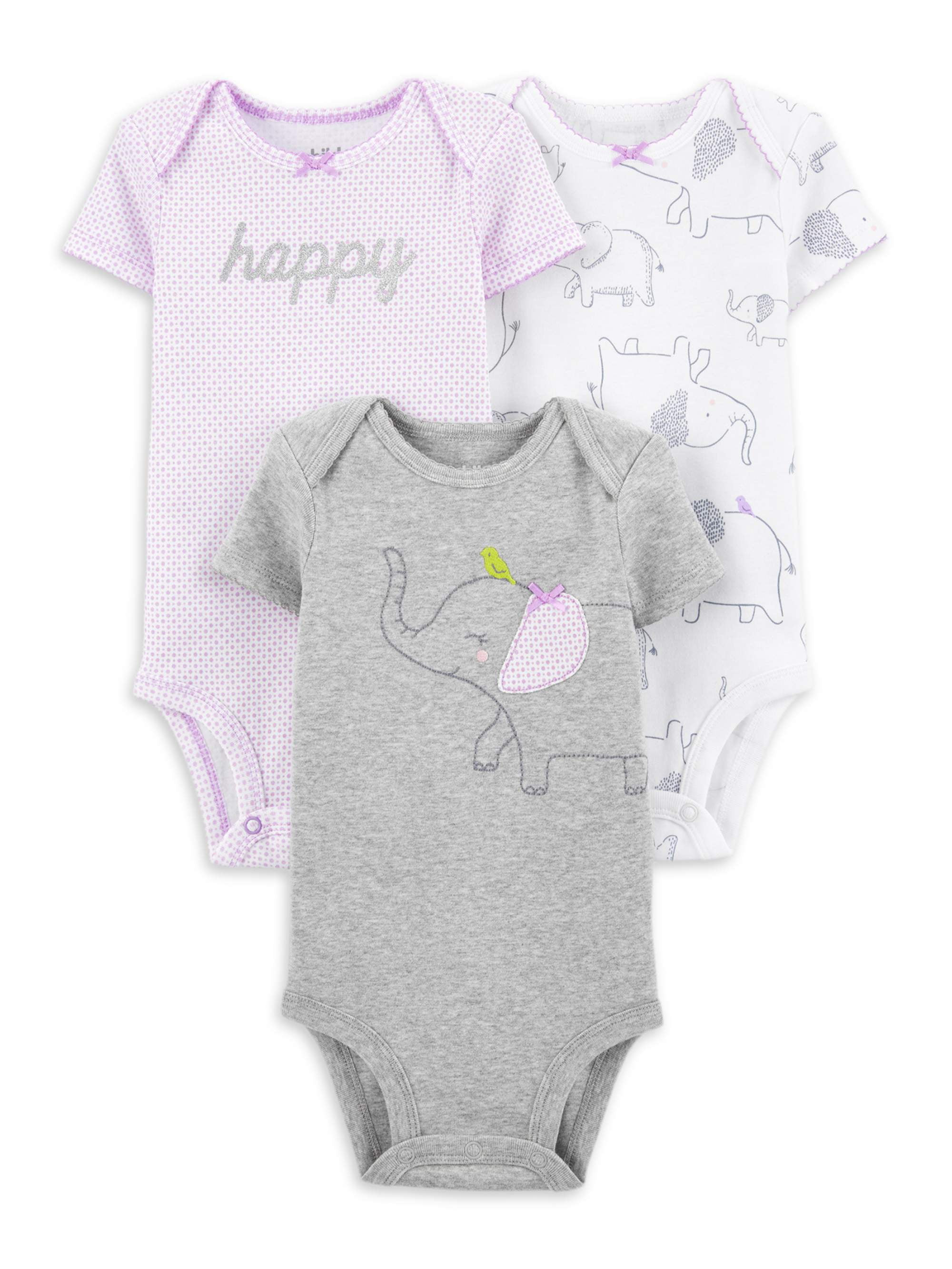 Great Horned Owl Baby Toddler Infant Short Sleeve Cotton Bodysuit Black, Pink Gray