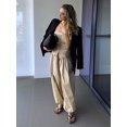 thumbnail image 6 of Women'S Casual Cotton Baggy Pants with Elastic Waist Relax Fit Lantern Trouser Khaki L, 6 of 9