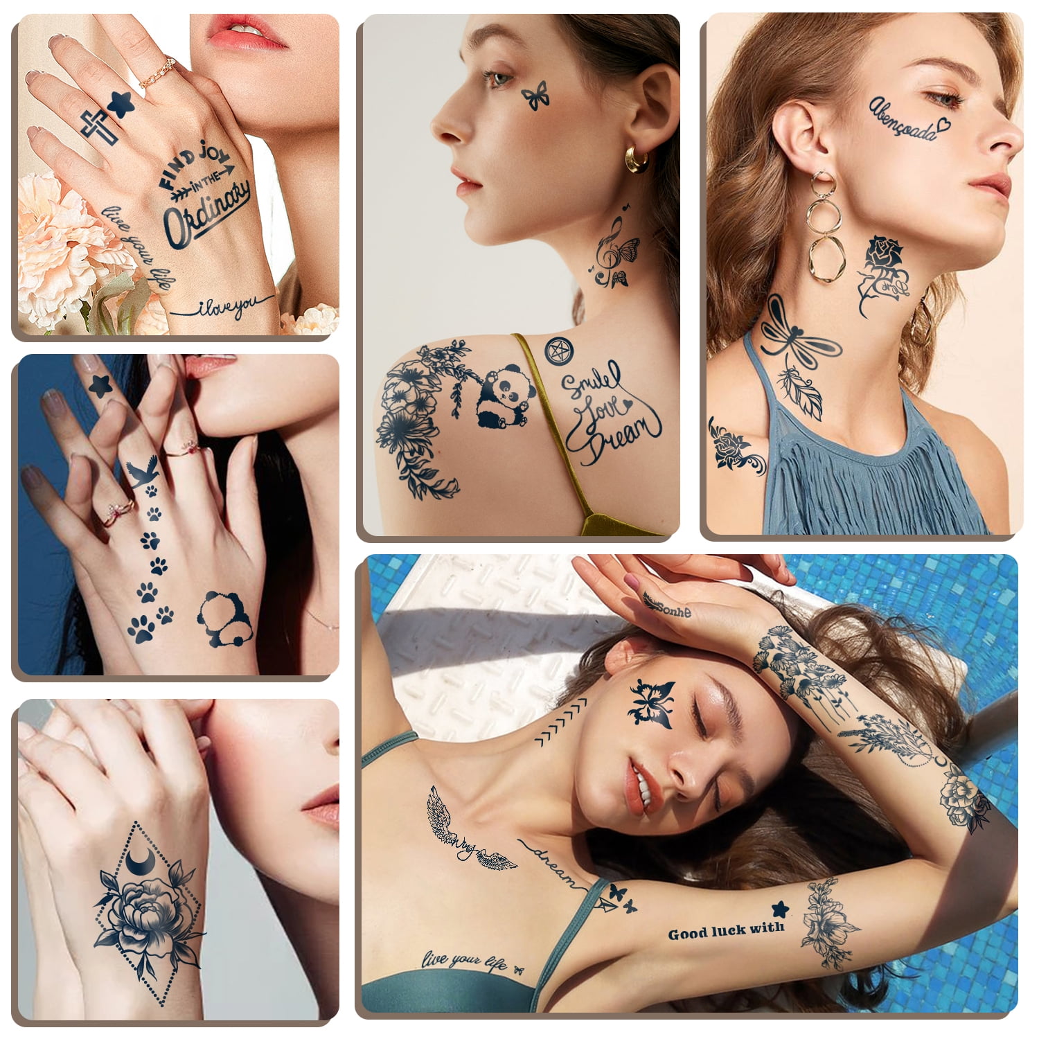 Yazhiji 30 Sheets Semi-Permanent Floral Tattoos for Women, Girls