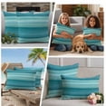 thumbnail image 4 of Teal Turquoise Aqua Ombre Outdoor Pillow Covers 16x16 Set of 2,Waterproof Patio Throw Pillowcase Protectors,Contemporary Abstract Lines Decorative Pillow Shams Cushion Covers for Seat Bed Couch Sofa, 4 of 8