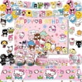 thumbnail image 2 of Serie Sanrio Hello Kitty Fiesta de cumpleaños Lindo Kulomi Cubiertos Plato Desechable Banner Topper Bandera Colgante Globos Set Cumpleaños, 2 of 5