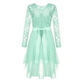 thumbnail image 2 of YONGHS Girls Elegant Lace Flower Girl Dress Long Sleeve A-Line High Low Hem Junior Bridesmaid Dress Mint Green 12, 2 of 7