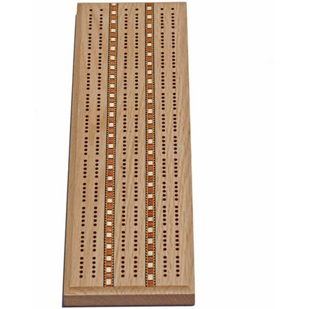 - Classic Cribbage Set, Solid Oak Wood with Inlay Sprint 3 Track Board with Metal Pegs