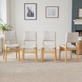 thumbnail image 6 of GZXS Minimalist Stackable Chairs Set of 4, Linen Upholstered Seat with Solid Rubber Wood Legs, 250lb Weight Capacity, Perfect for Apartments & Compact Dining Areas (Natural), 6 of 8
