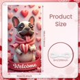 thumbnail image 2 of Pink Welcome Banner Heart-shaped Design Love Display French Bulldog Pattern Striped Heart Decor Bulldog Welcome Backdrop for Valentine's Day Pet Lover Gathering Home Decoration, 2 of 9