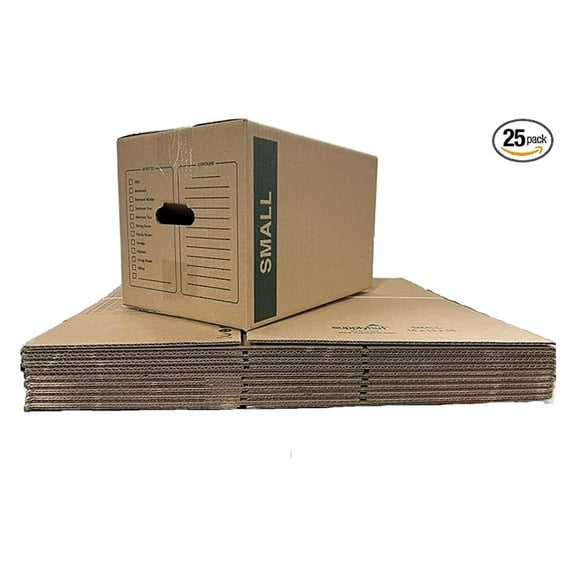 25 - Pack Small Cardboard Moving Boxes 16x10x10 32 ECT With Handles