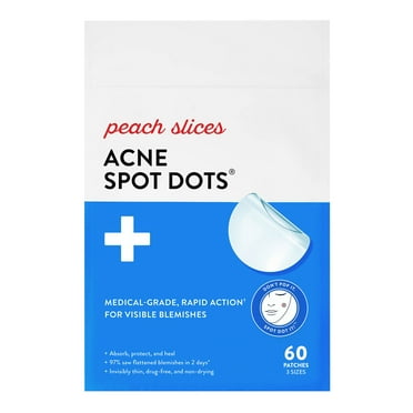 Peach Slices Acne Spot Dots, Hydrocolloid Pimple Patches, 30 Ct