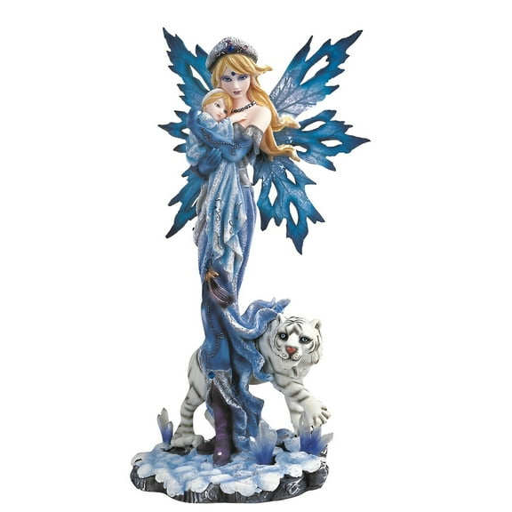 FC Design 12.75"H Snow Fairy with Baby and White Tiger Figurine Statue Sculpture Ornament Decoration Home/Room Decor and Unique Gift Ideas for Housewarming, Holidays and Birthdays