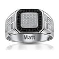 thumbnail image 4 of Bling Jewelry Mens Men's Micro Pave Black Halo Square Two Tone CZ Statement Signet Ring .925 Sterling Silver, 4 of 6