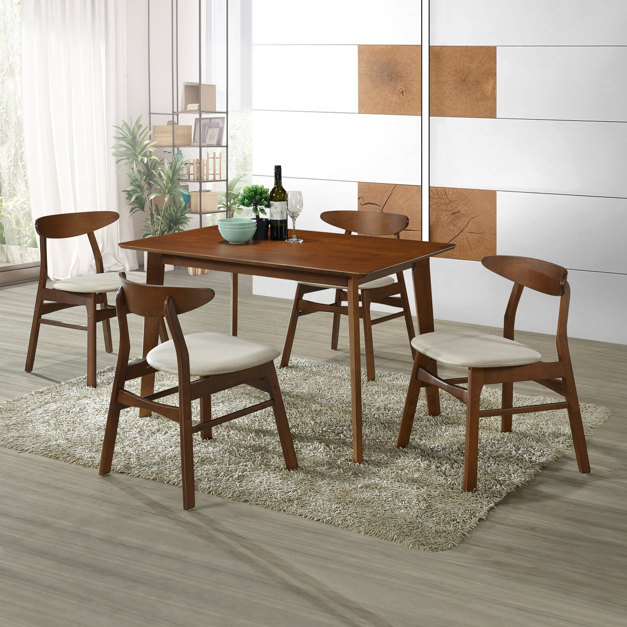 SEVILLE Mid Century Modern Dining Table 47 Inch , Walnut - Walmart.com - Walmart.com
