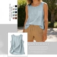 thumbnail image 4 of Paiwinds Women's Sleeveless Linen Blend Tank Top with Pocket, Casual Loose Fit Summer Blouse, Solid Color Round Neck Tunic Shirt, 4 of 7