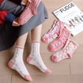 thumbnail image 5 of 5 Pairs Womens Floral Cotton Socks Vintage Patterned Crew Socks Novelty Ankle Ruffled Warm Casual Dress Socks, 5 of 7