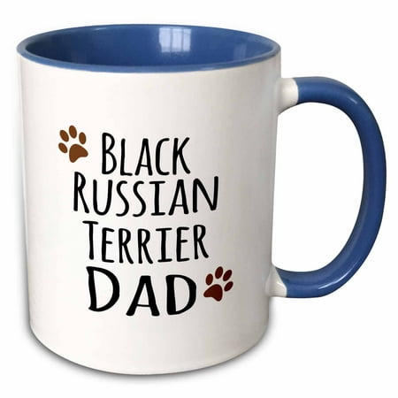 

3dRose Black Russian Terrier Dog Dad - Doggie by breed - brown muddy paw print - doggy lover - pet owner - Two Tone Blue Mug 11-ounce