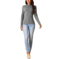 thumbnail image 4 of INSPIRE CHIC Women's Ribbed Sweater Mock Neck Long Sleeve Casual Slim Fit Fall Winter Pullover Top XL Grey, 4 of 5