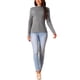 thumbnail image 2 of Suéter casual de manga larga con cuello redondo para mujer, ajuste slim, gris, talla S, 2 of 5