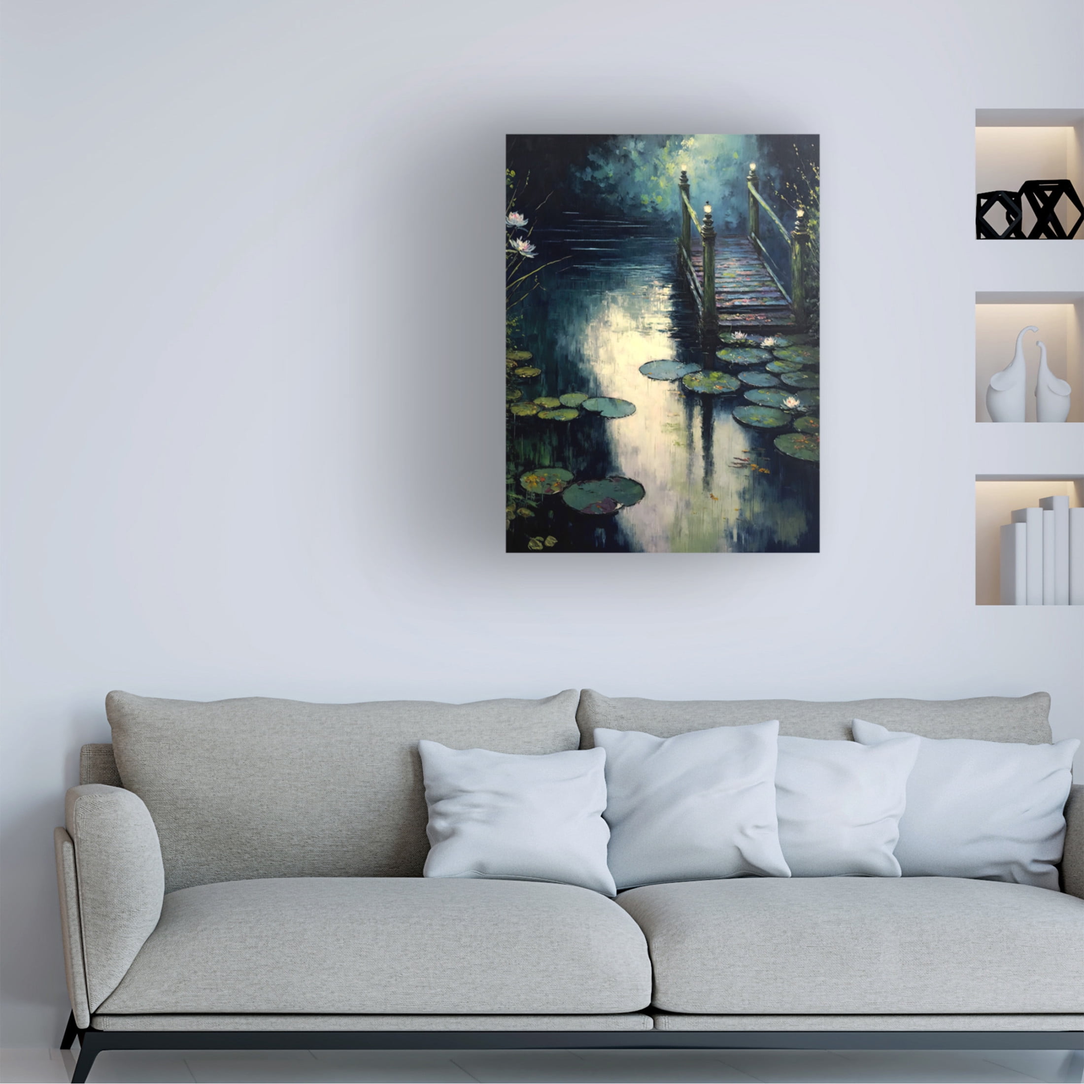 Canvas Wall Art - Treechild 'Footbridge By The Water' Wall Art for Living Room, Bedroom, or Office D?cor by Trademark Fine Art - 24 x 32 Inches