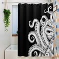 thumbnail image 3 of Black White Octopus Small Stall Shower Curtain, Waterproof Shower Curtains for Bathroom, Coastal Ocean Animals Nautical Washable Fabric Bath Curtain for Bathtub Decoration with Hooks 36x78 Inches, 3 of 9