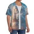 thumbnail image 2 of Fuzoiu Cute Cloud Cat Print Men's Casual Short,Men's Short Sleeve Shirt,Mens Casual Button Down Shirts,Cuban Collar Summer Shirt for Beach, Vacation, and Outdoor Activities-4X-Large, 2 of 5