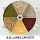 thumbnail image 4 of Dispensador de arroz giratorio - Contenedor de almacenamiento de granos de 6 compartimentos, capacidad de 20 kg, organizador de cocina de pared con taza medidora y embudo, azul marino/blanco, 4 of 7