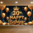 thumbnail image 7 of Golden Theme Happy Birthday Banner Decorative Design Crown Balloon Birthday Party Event Decoration for Celebration Indoor Decoration, 7 of 7