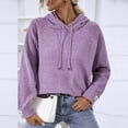 thumbnail image 6 of HAPIMO Sweatshirt for Women Long Sleeve Knit Sweater Solid Color Sweatshirt Hooded Pullover Tops Casual Jumper Teen Girls Fashion Clothes Purple L, 6 of 9