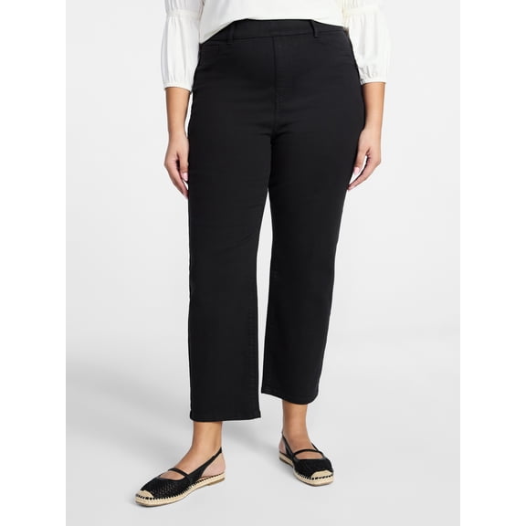 Terra & Sky Women's Plus Size Signature Pull On Straight Leg Jeggings with Control Panel, Sizes 0X-5X