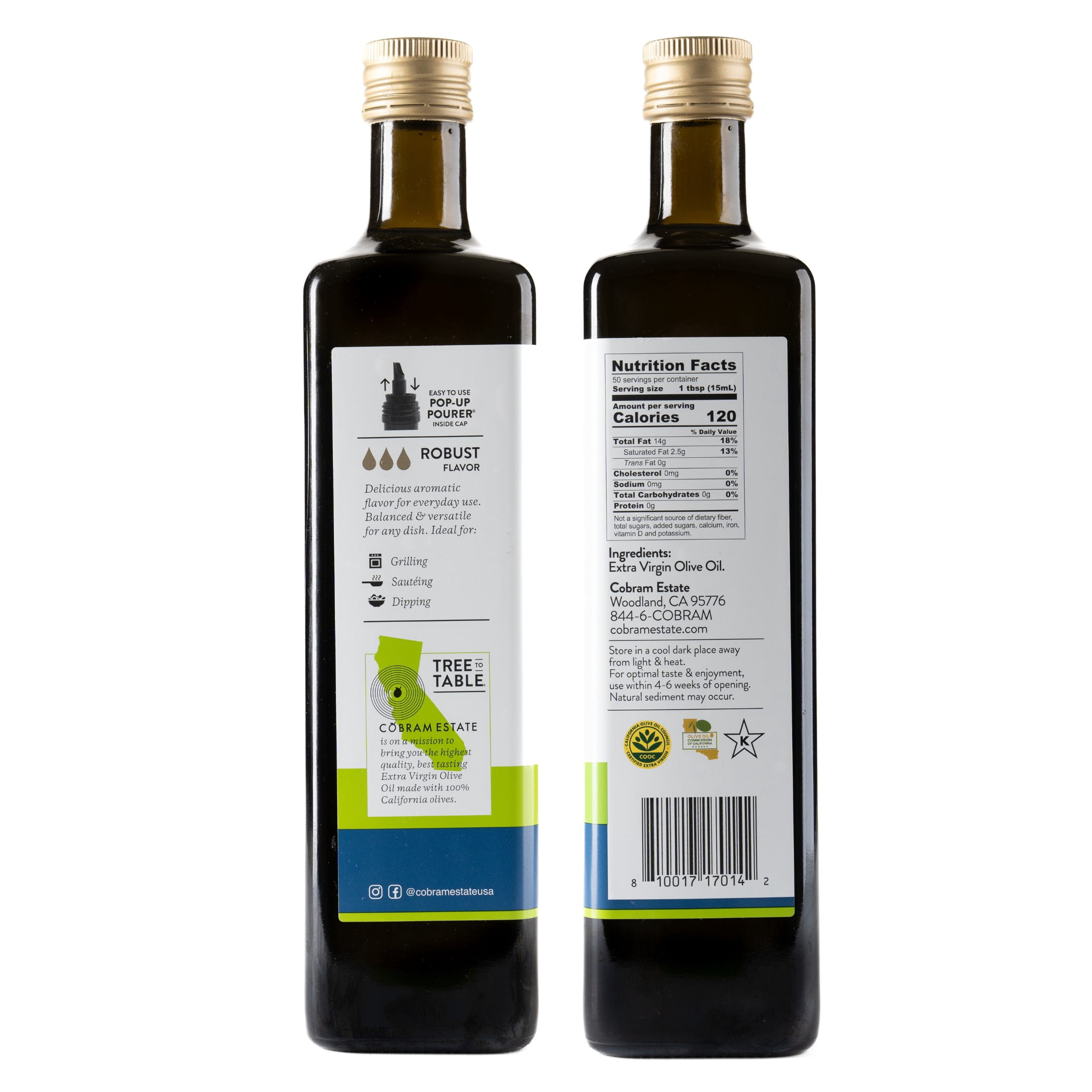 Cobram Estate Robust Flavor 100% California Extra Virgin Olive Oil, 25.4 fl oz Bottle – First Cold Pressed, Easy-Pour Cooking Oil