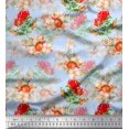 thumbnail image 3 of Soimoi Blue Heavy Canvas Fabric Tomato & Peony Floral Printed Craft Fabric by the Yard 58 Inch Wide, 3 of 3