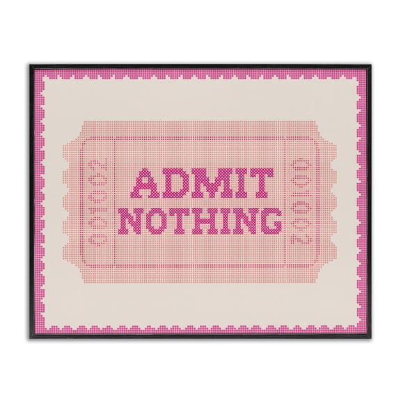 Stupell Industries Bohemian Admit Nothing Retro Pink Ticket Black Framed Giclee Art, 14 x 11, by Lil' Rue