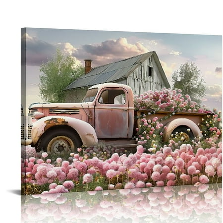 

Pratyus Flowers House Canvas Ready to Hang Wall Decor for Home Bathroom Office Hotel Salon Bar Mediation Great Gift Idea for Holiday Birthday New Year 20x16in