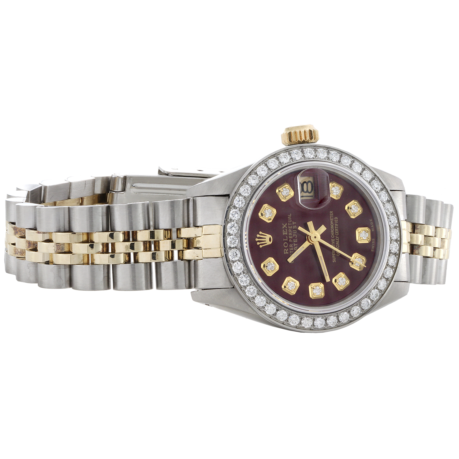 Ladies 6917 Rolex DateJust Jubilee 18K Gold / Steel Diamond Watch Red Dial 1 CT. - image 5 of 11