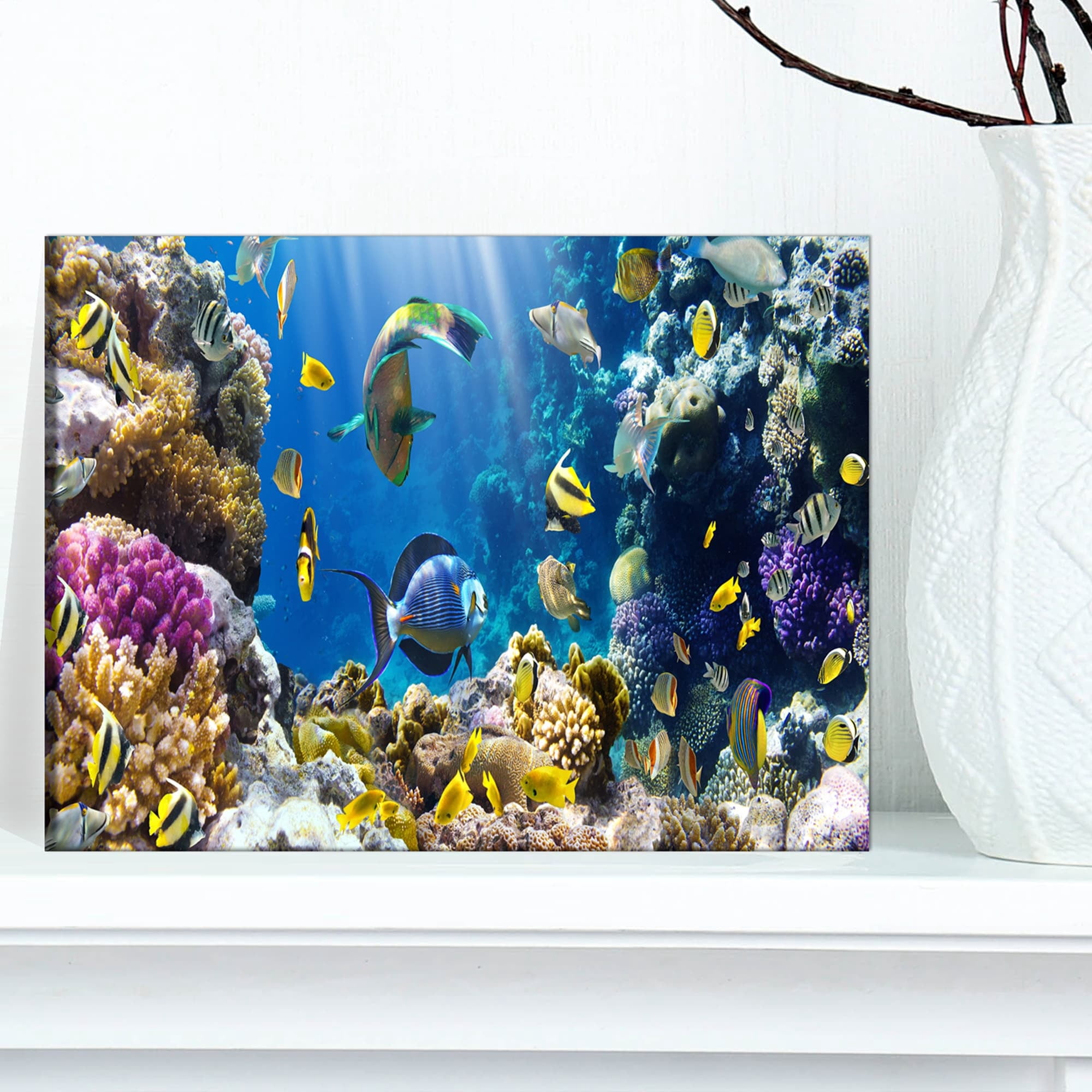 DESIGN ART Designart 'Fish in Coral Reef' Seascape Photography Canvas Print  20 in. wide x 12 in. high - Walmart.com