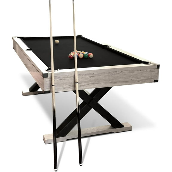 Billiards Table,Pool Table,Includes 2 Cue Sticks,Billiard Balls,Cues,Cleaning Brush,X-Legs,7 FT Billiard Tables