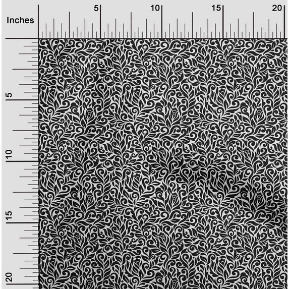 oneOone Viscose Jersey Black Fabric Leaves Artistic Craft Projects Decor Fabric Printed By The Yard 60 Inch Wide