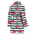thumbnail image 2 of Cherry Striped Pattern Women Bathrobe One Size Univeral Fits, Flower Cherry Floral Fashion Lightweight Plush Fleece Long Robe For Women, 2 of 3