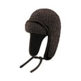 thumbnail image 2 of Women's Solid Color Knit Hat with Ear Muffs - Winter Warm Hat for Cold Fall Weather Coffee One Size, 2 of 3