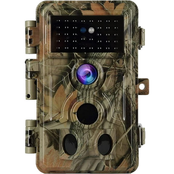 1-Pack 64MP Trail Cameras with 1296P HD Video, Night Vision No Glow, 0.1S Motion Activation, IP66 Waterproof - Ideal for Outdoor Wildlife Hunting & Home Security Surveillance-Brown