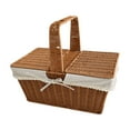 thumbnail image 4 of Cesta de picnic de ratán sintético, cesta de almacenamiento, cesta decorativa tejida con asa, cesta de picnic ligera, cesta de frutas para , Style B Estilo B, 4 of 8