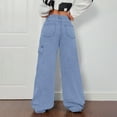 thumbnail image 5 of WULMLEO Baggy Jeans for Women Low Waisted Wide Straight Leg Bow Jeans Denim Pants Light Blue XL, 5 of 6