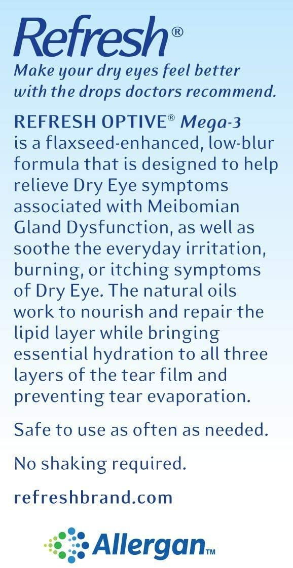 Buy Refresh Optive Mega3 Lubricant Eye Drops, Enhanced with Flaxseed