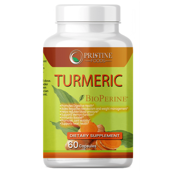 Pristine High Absorption Turmeric Curcumin 650mg with BioPerine, Black Pepper - Joint & Antioxidant Support, 60 Capsules - 3 Pack