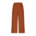thumbnail image 5 of Yuanlook Women's Dress Capri Pants,High Waisted Cropped Wide Leg Stretchy Straight Pants Trousers with Pockets - Orange - M, 5 of 9